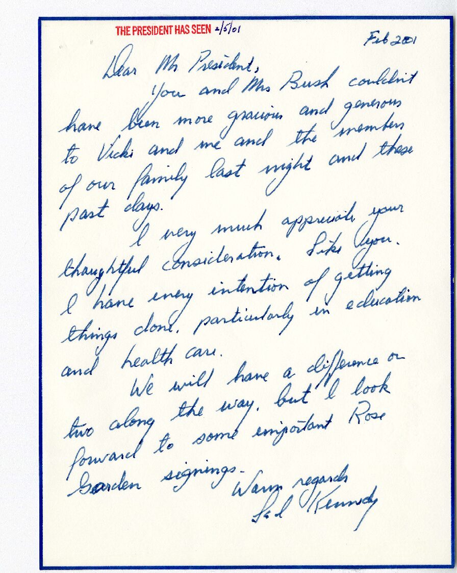 Letter to President George W. Bush from Senator Ted Kennedy