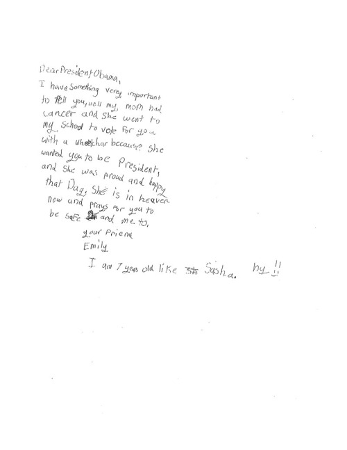 Letter from Emily to President Obama